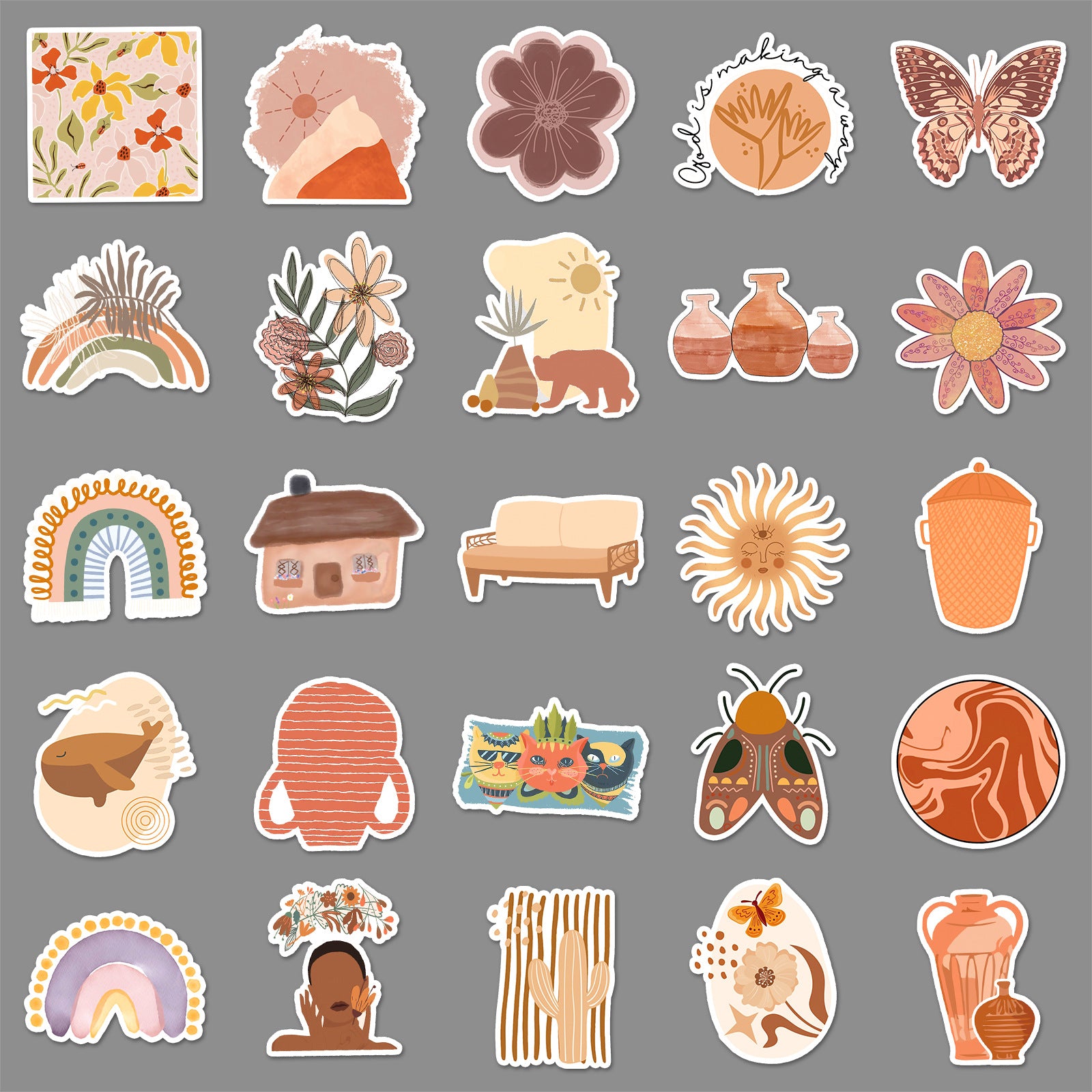 50PCS Boho Waterproof Vinyl Stickers BHO07