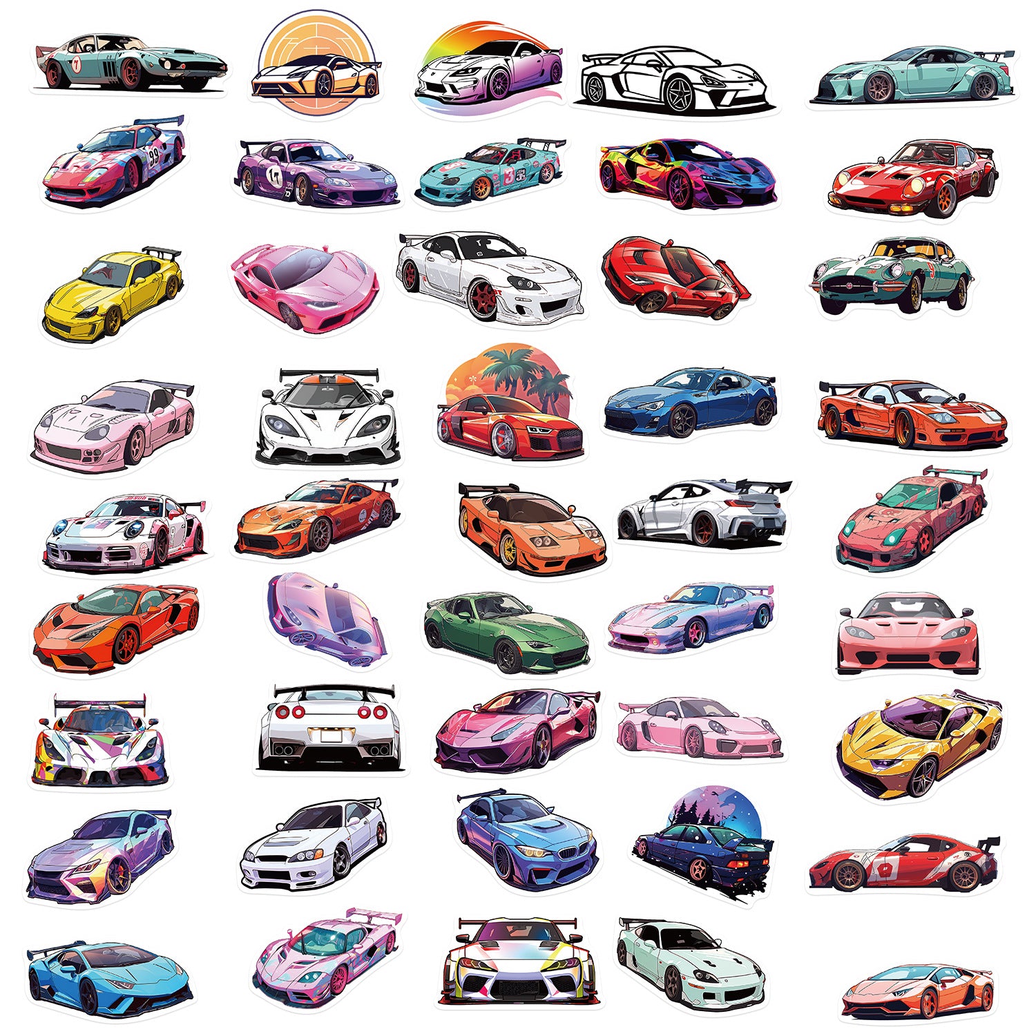 50 Pcs Vinyl Sports Car Stickers OPQ120