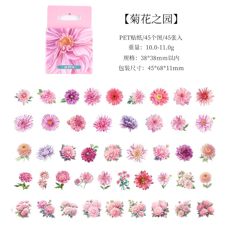 45 Pcs Pink Flower Stickers FSHJ