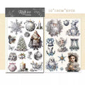 2 Sheets Rub on Stickers - Silver Christmas