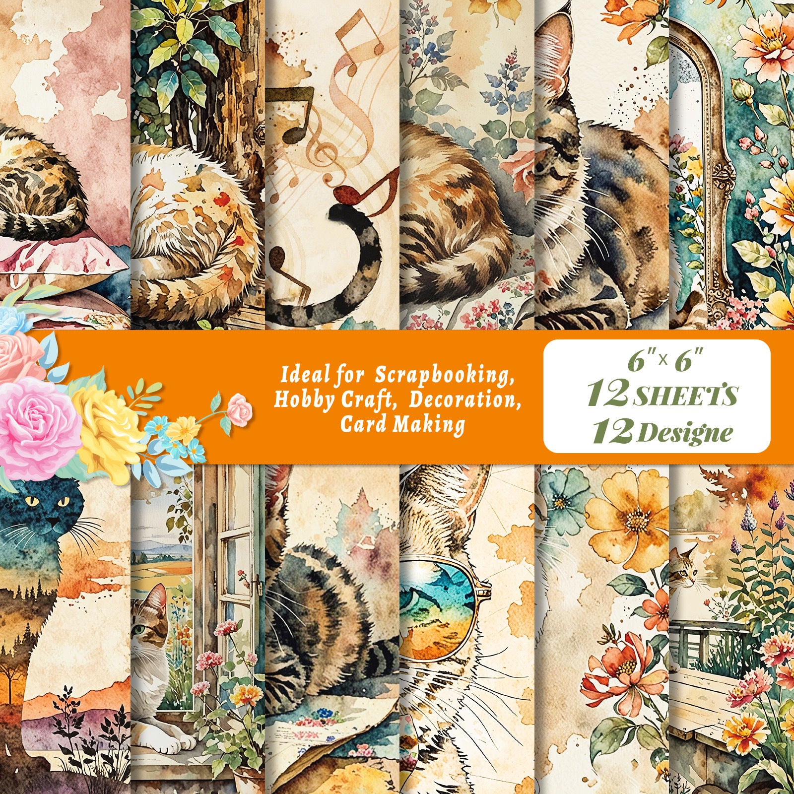 6 inch Cat Scrapbook Paper Pad PA787