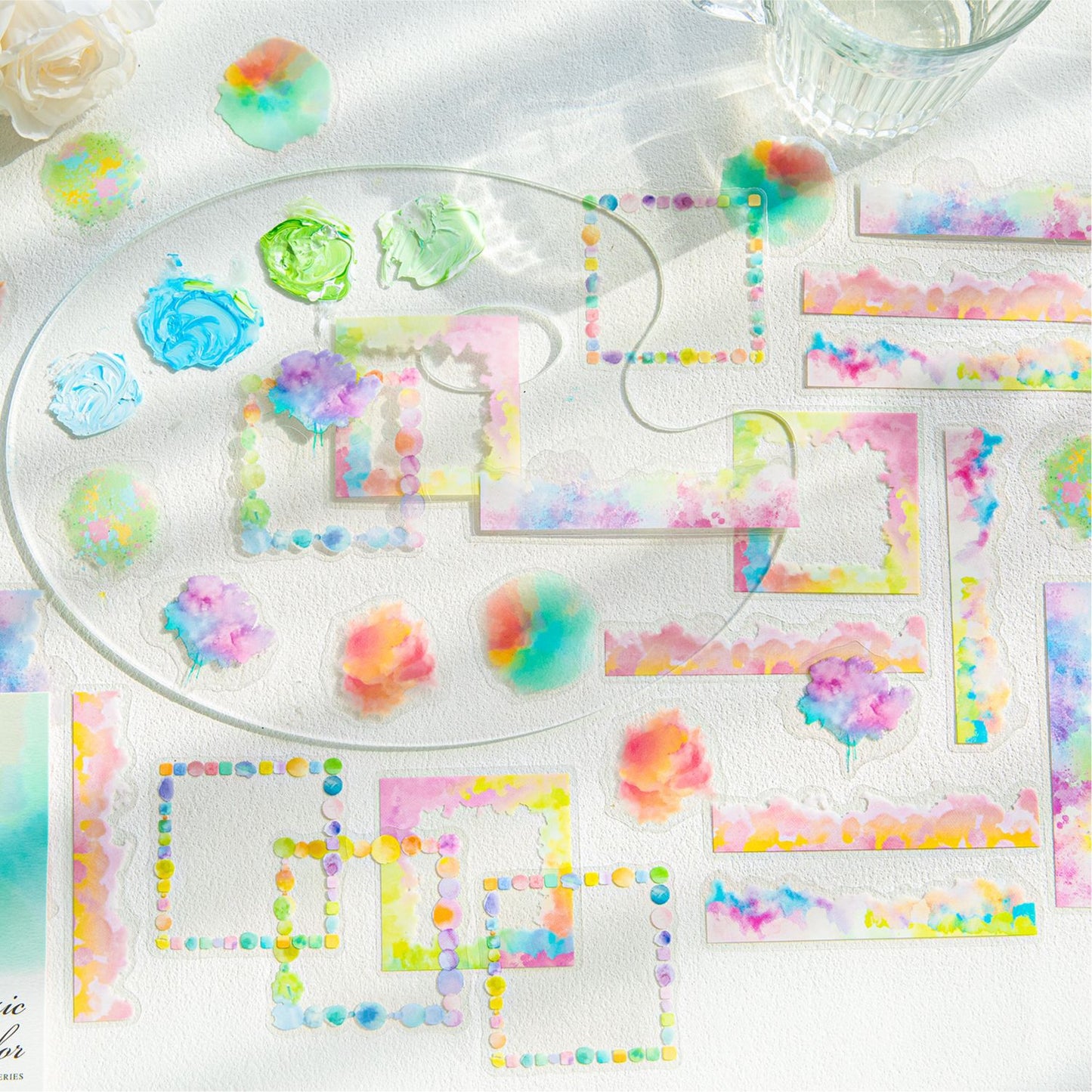 20 Pcs Watercolor Frame PET Stickers SCMTQ