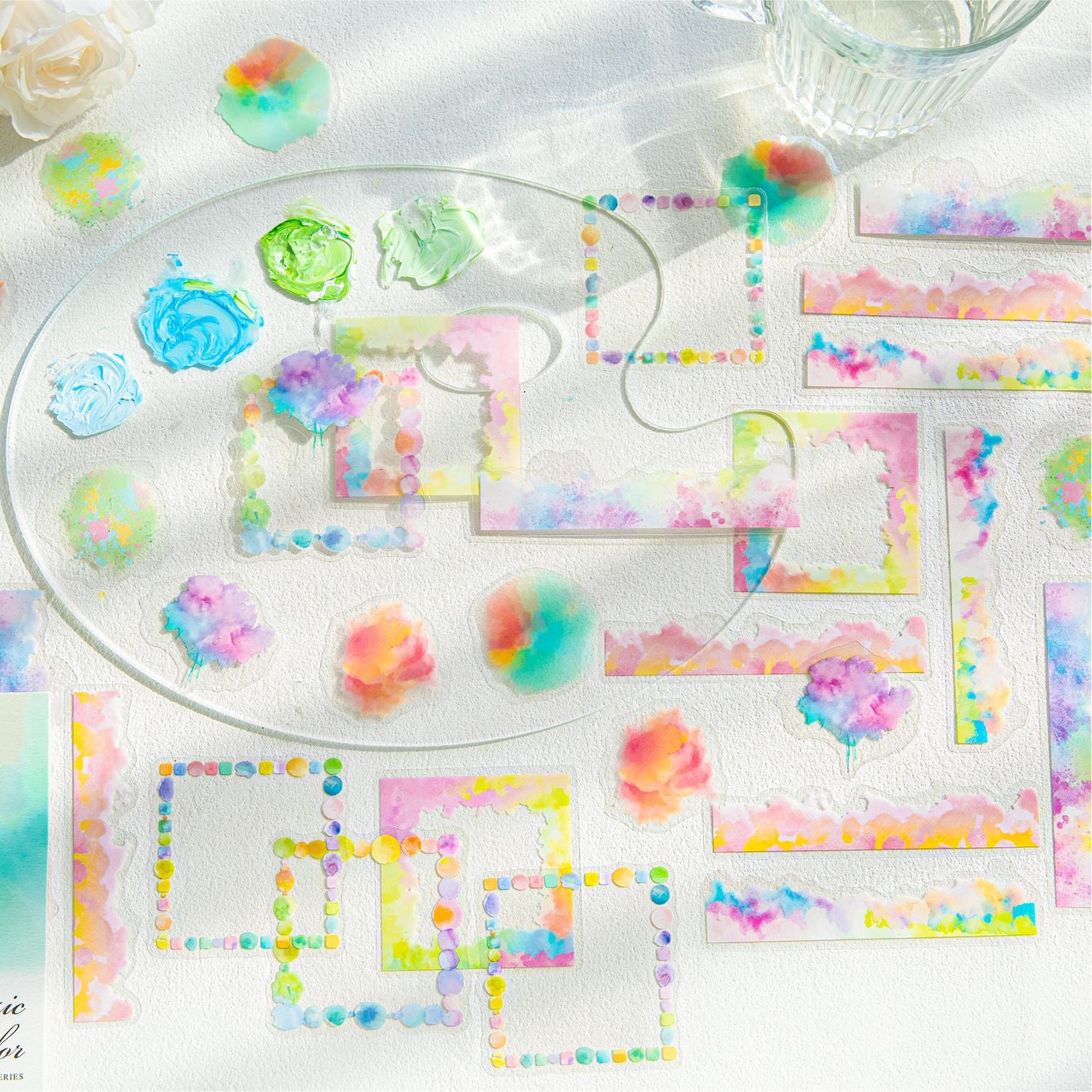 20 Pcs Watercolor Frame PET Stickers SCMTQ