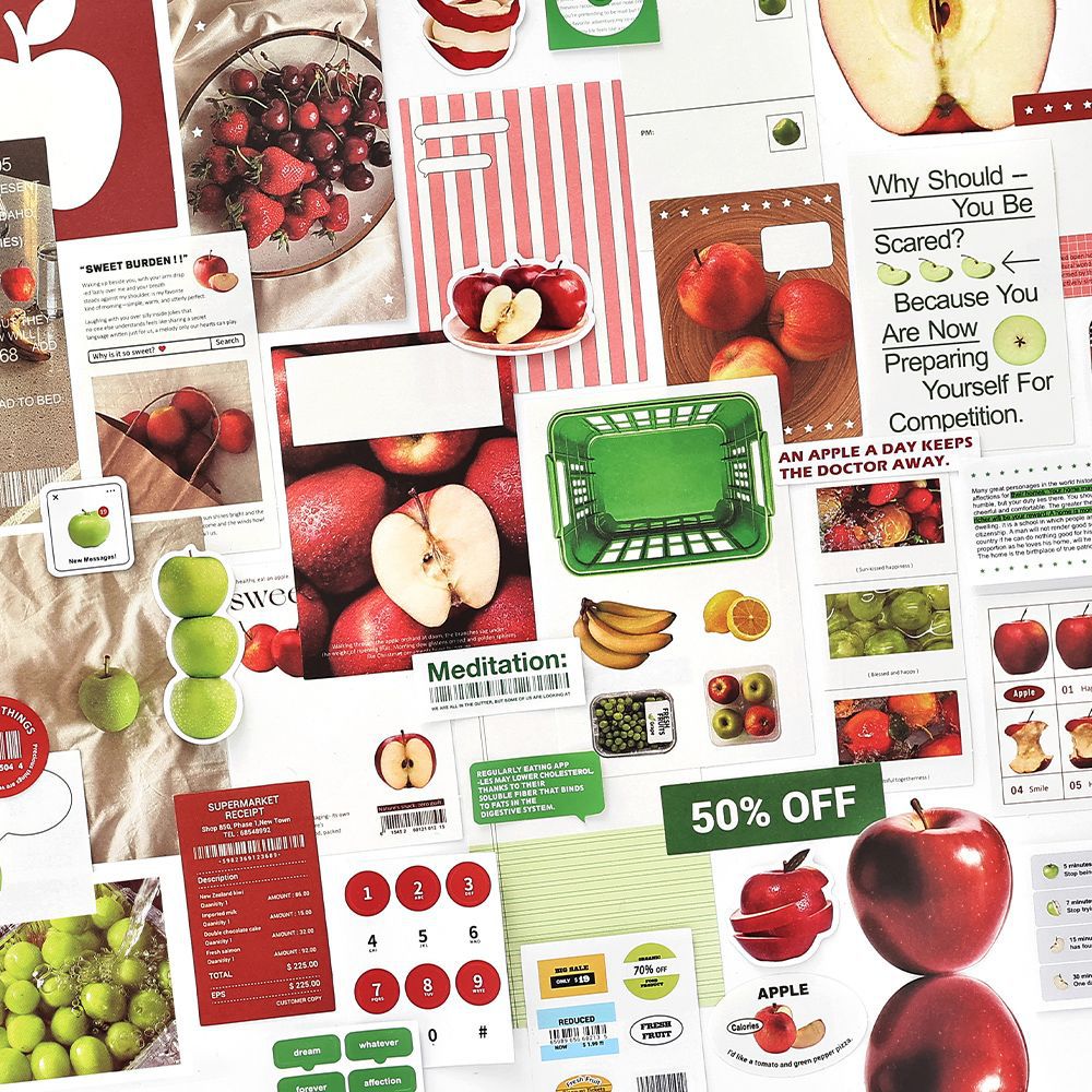 50 Pcs Aesthetic Journal Stickers and Paper RAMC