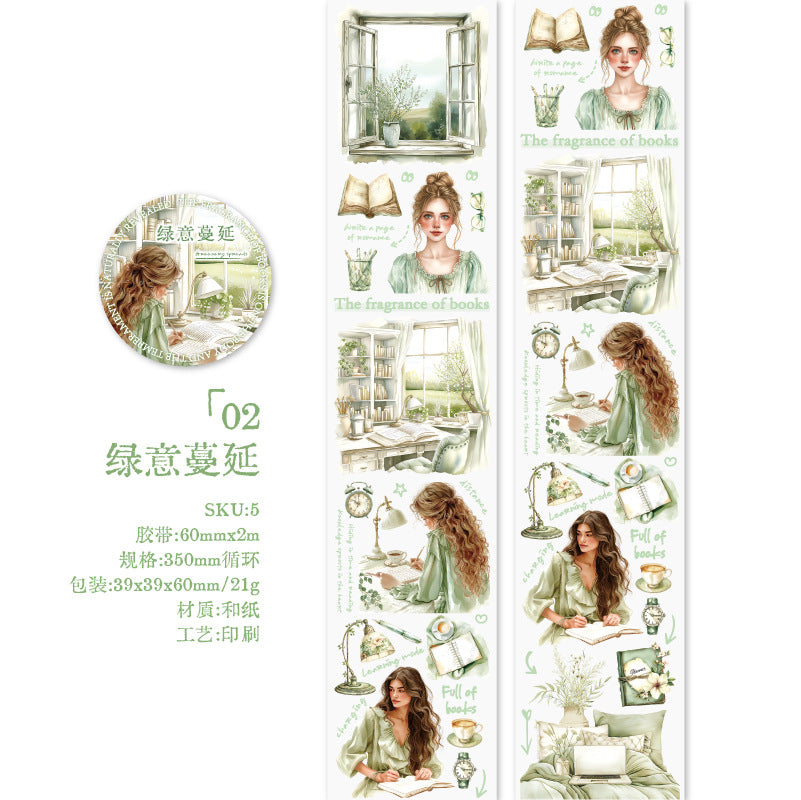 1 Roll Reading Girl Washi Tape HYSJ