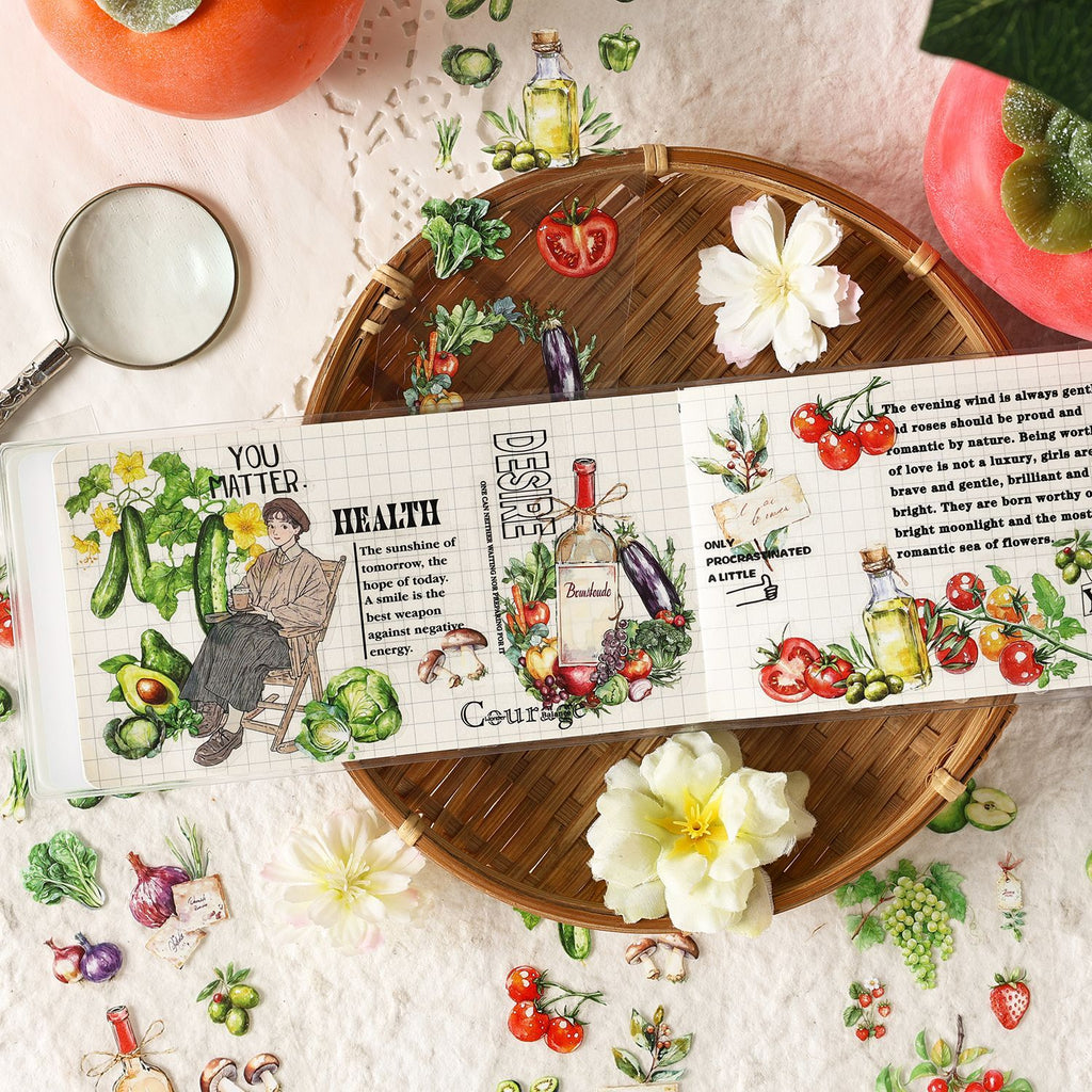 6 Sheets Vegetable Fruit PET Stickers ZRSG