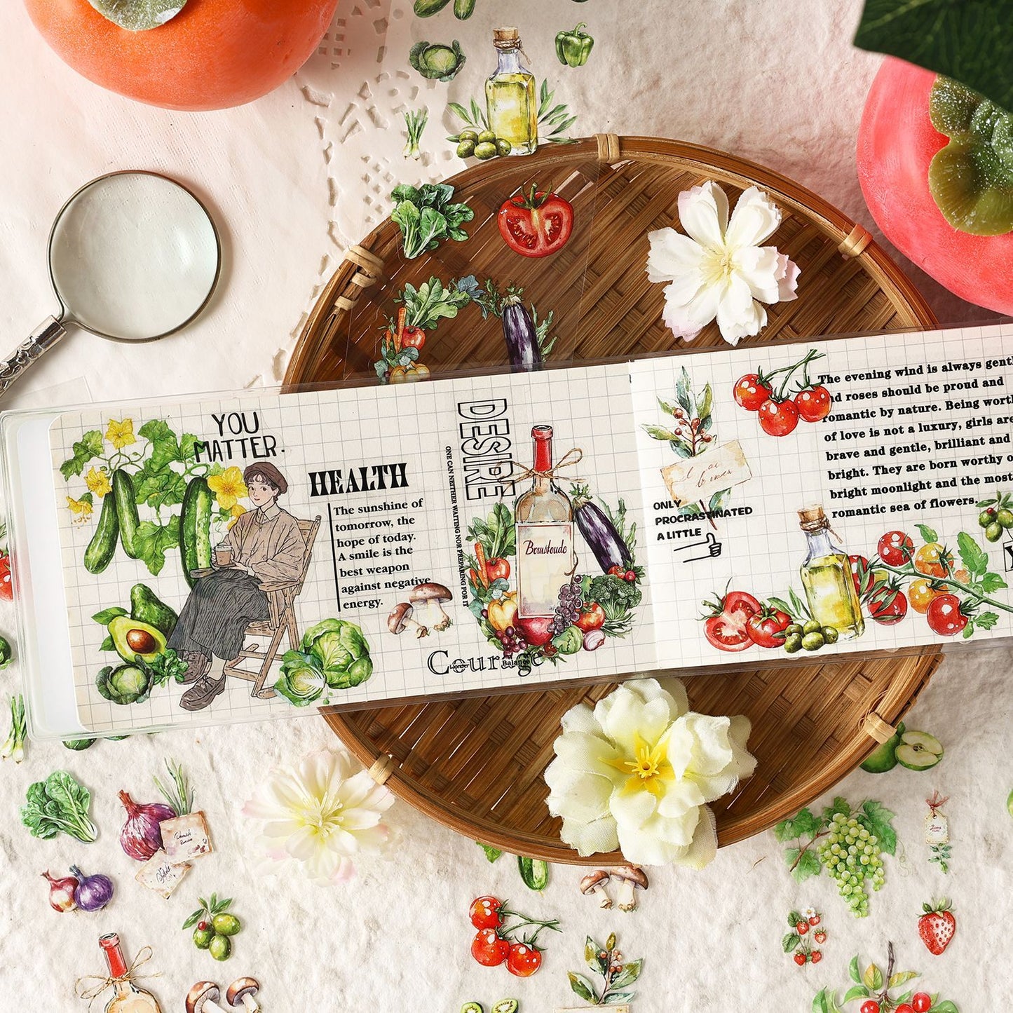 6 Sheets Vegetable Fruit PET Stickers ZRSG