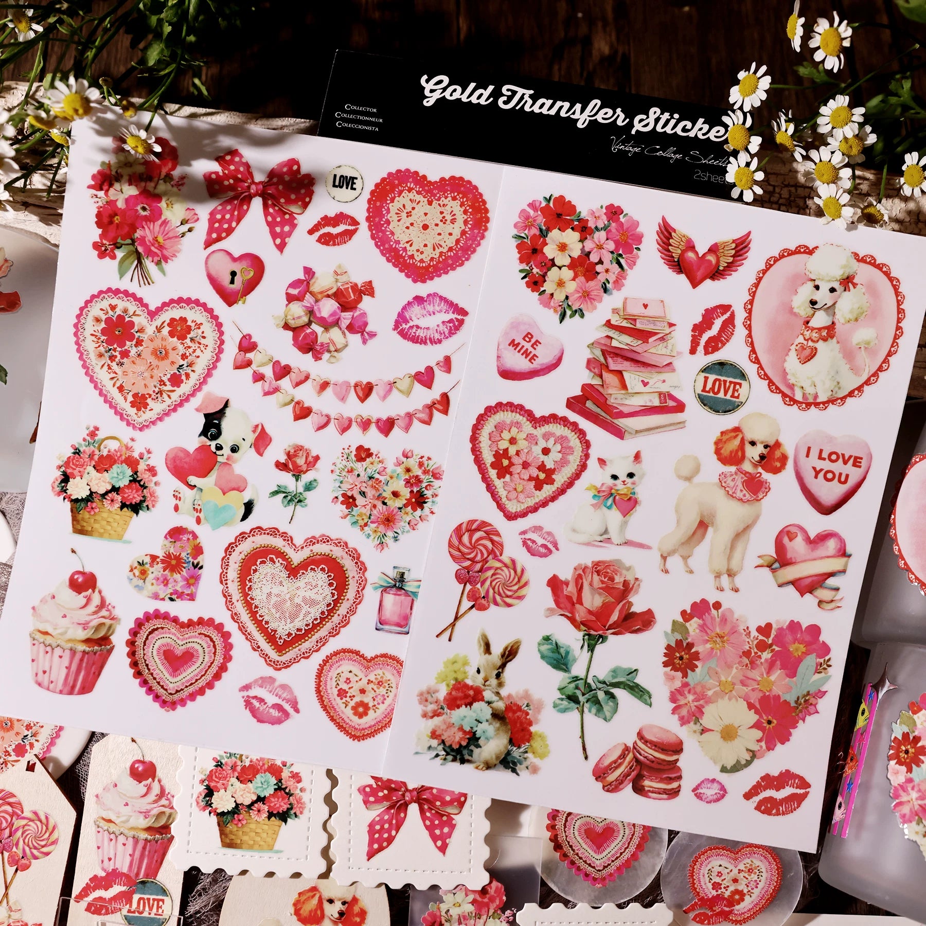 2 Sheets Waterproof Rub on Stickers - Couples Love