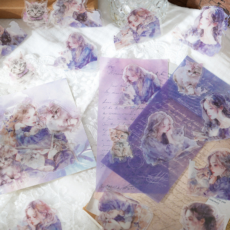 30 Pcs Cat Girl PET Stickers MMSN