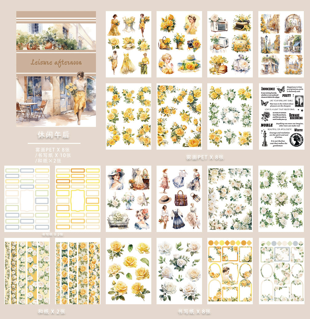 20 Sheets A5 Botanical Stickers Book DHHHS