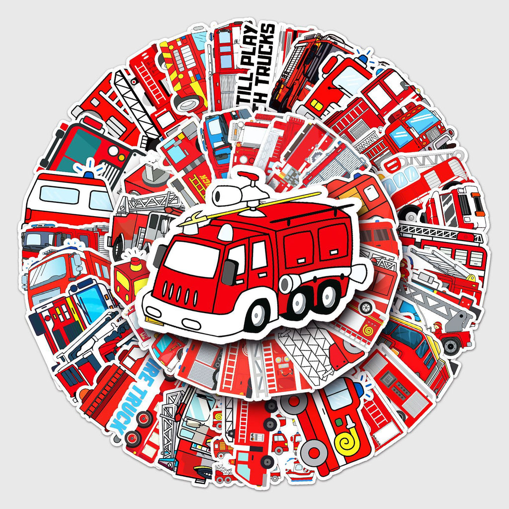 50 Pcs Vinyl Fire Engine Stickers XFC493
