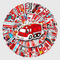 50 Pcs Vinyl Fire Engine Stickers XFC493