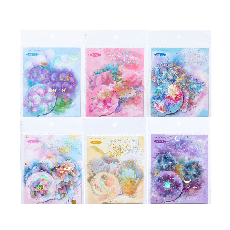 20 Pcs Watercolor Theme PET Stickers LGMJ