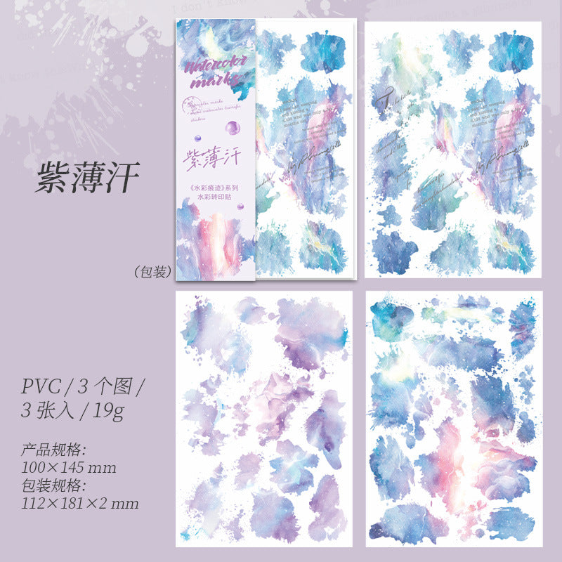 3 Pcs Watercolor Transfer Stickers SCHJ
