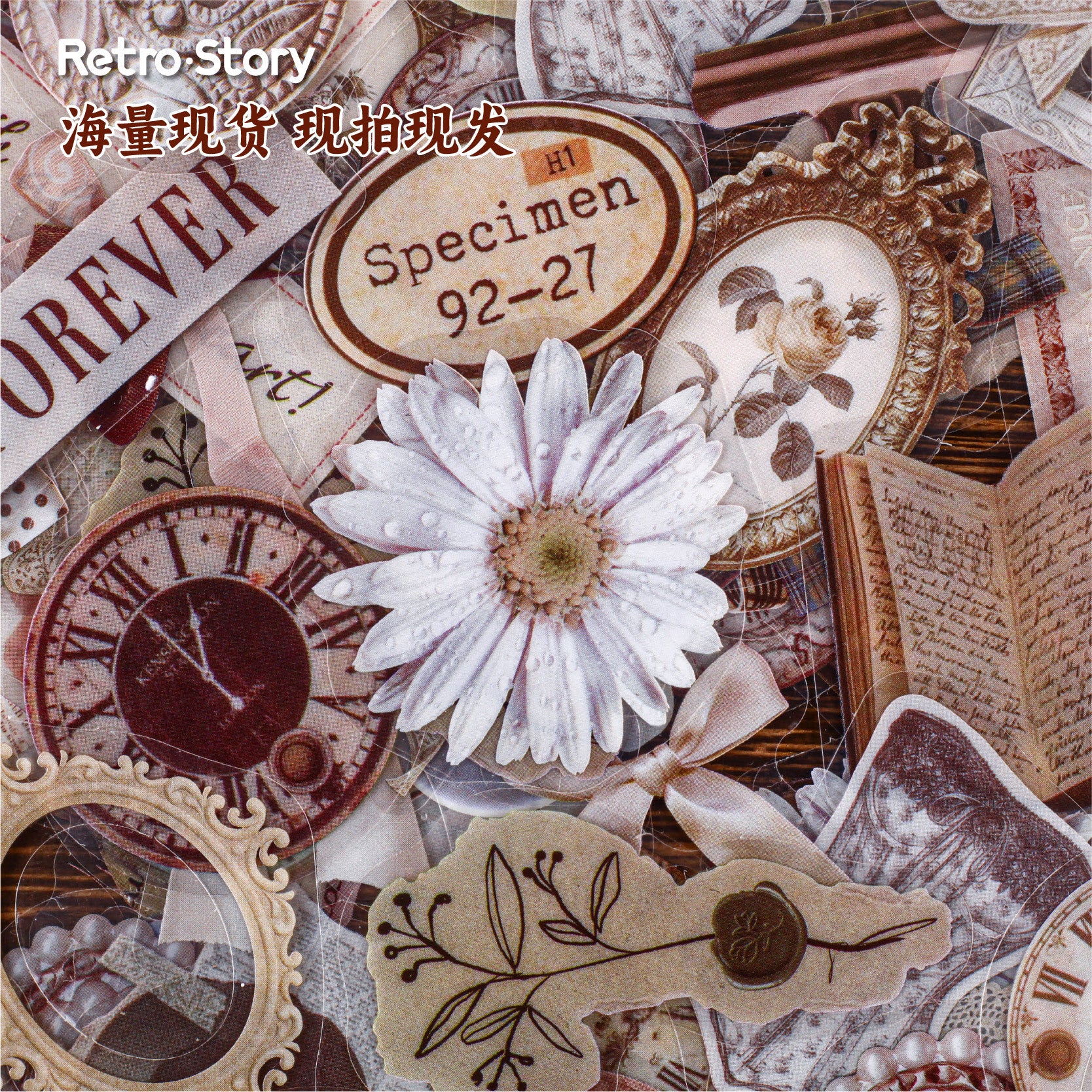 26 Pcs Fabric Lace and PET Stickers MJXL