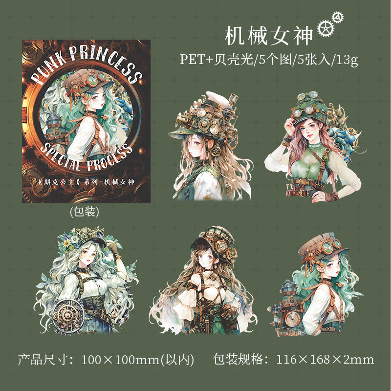 5 Pcs Punk Princess PET Stickers PKGZ
