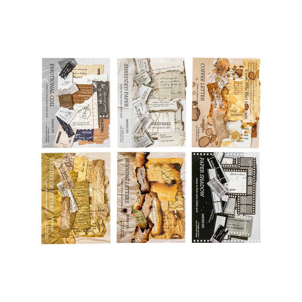 30 Pcs Vintage Junk Journal Stickers GBLDX
