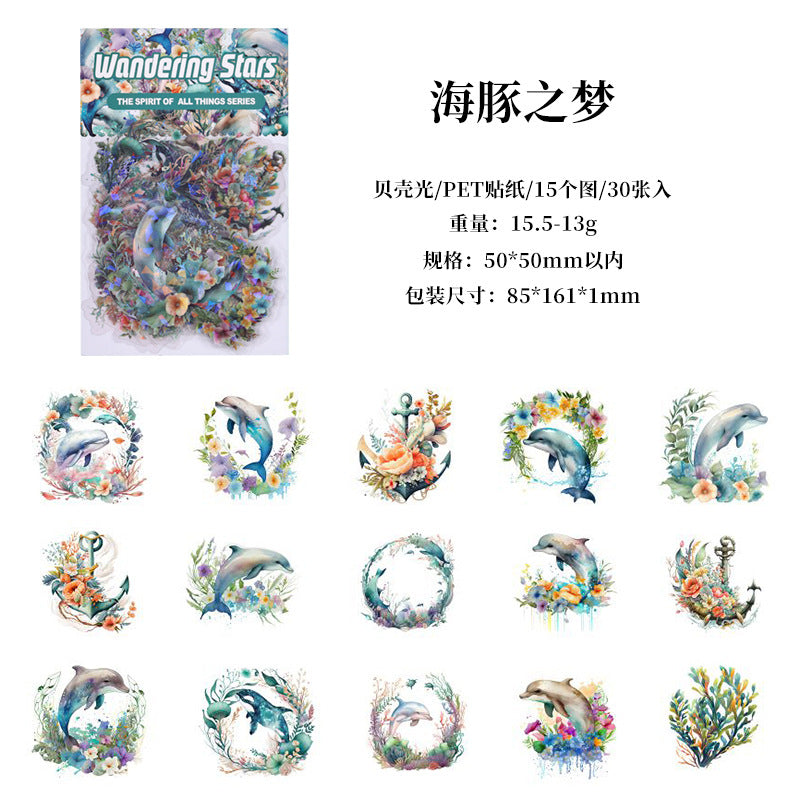 30 Pcs Sea Theme PET Stickers HYXC