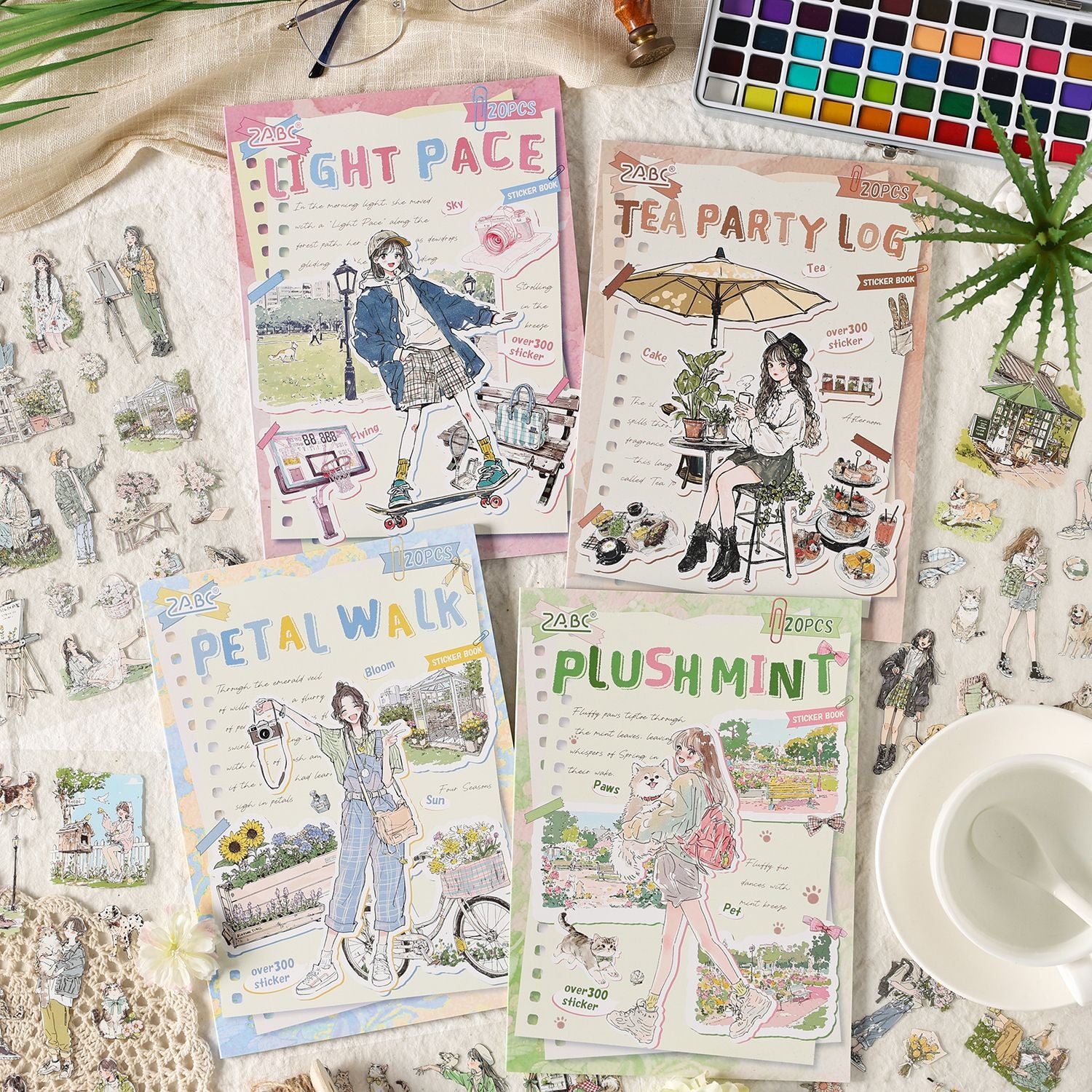 20 Sheets Lifestyle Girl PET Stickers Book QYSHL