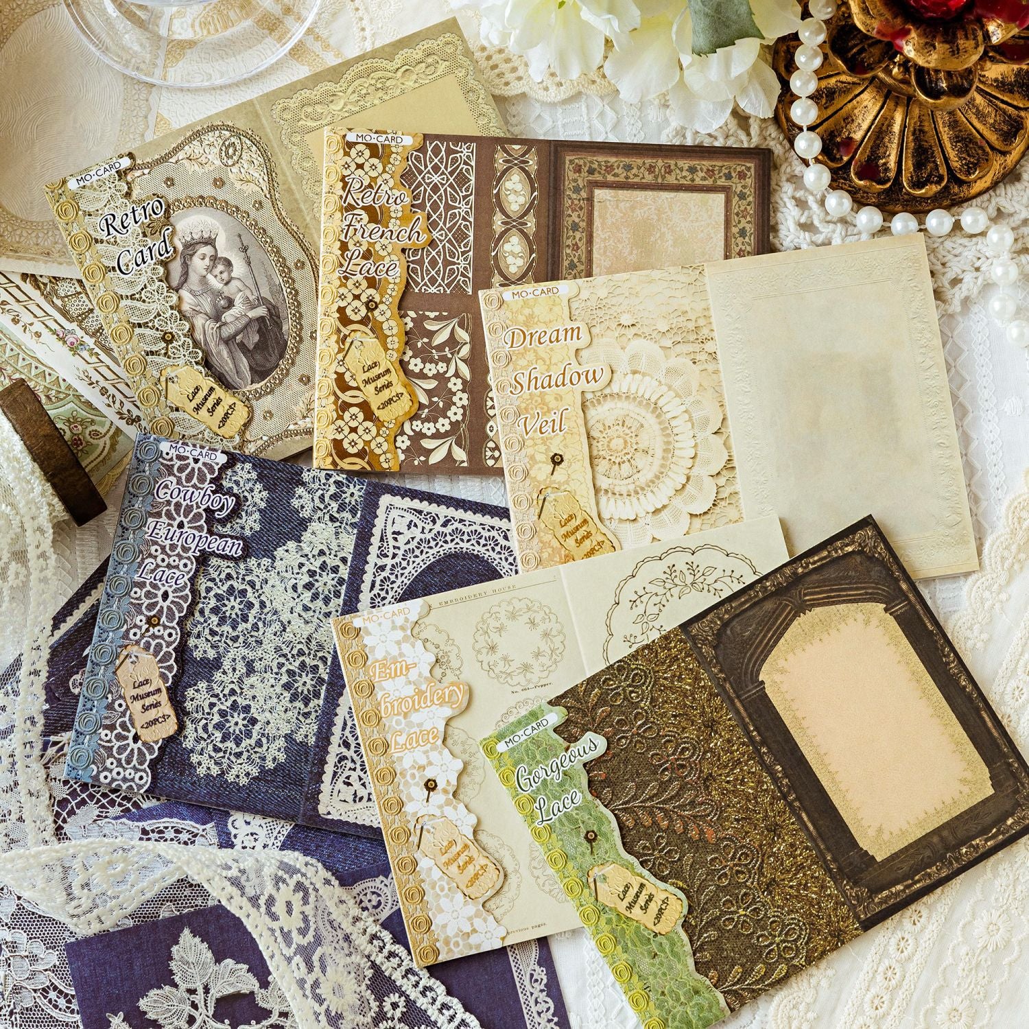 20 Sheets Vintage Lace Scrapbook Paper LSBWG