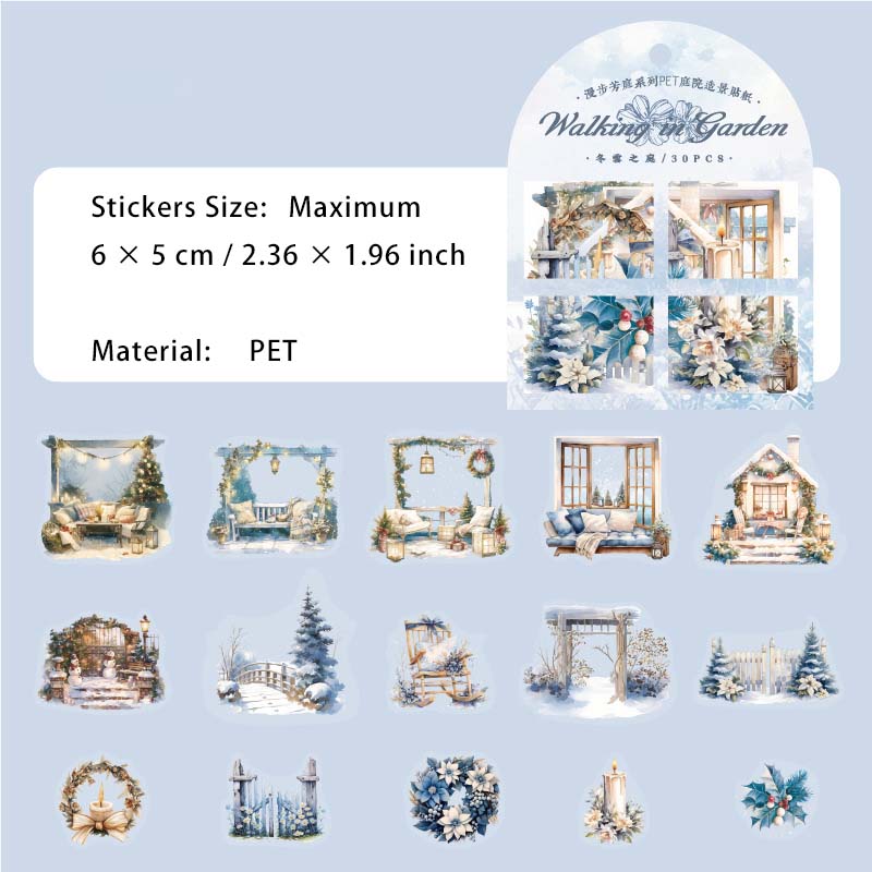 30 Pcs Garden Theme PET Sitkcers MBFT