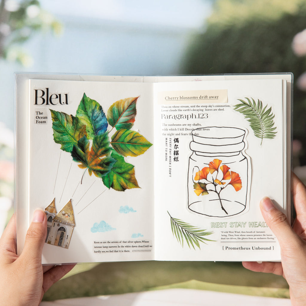 15 Pcs Leaf PET Stickers YZFX