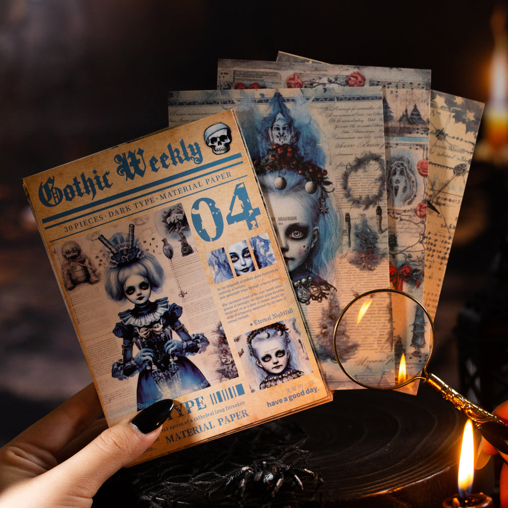 30 Pcs Gothic Vintage Newspaper Journal Paper GTZK