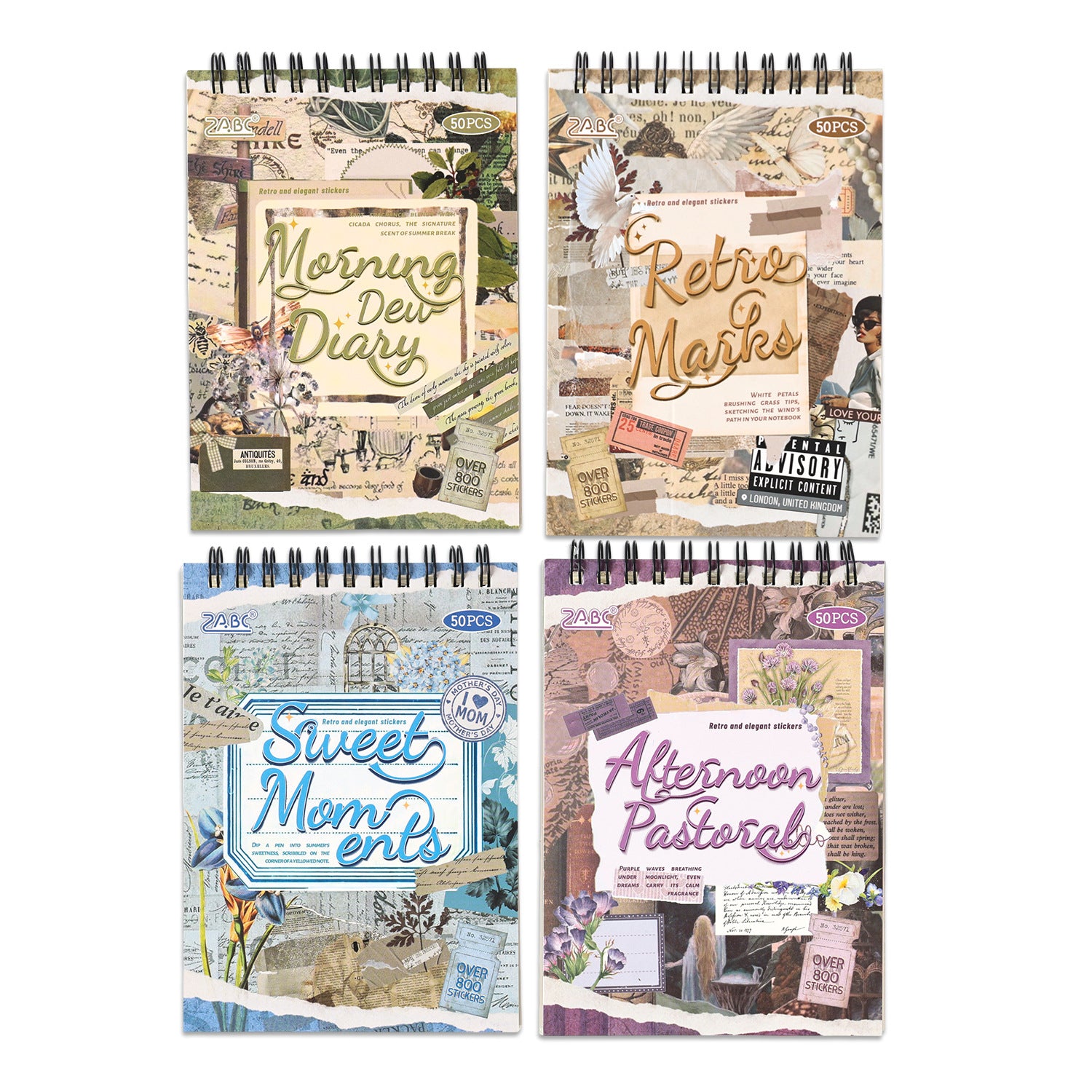 25 Sheets Vintage Journal Stickers Book GDSZ