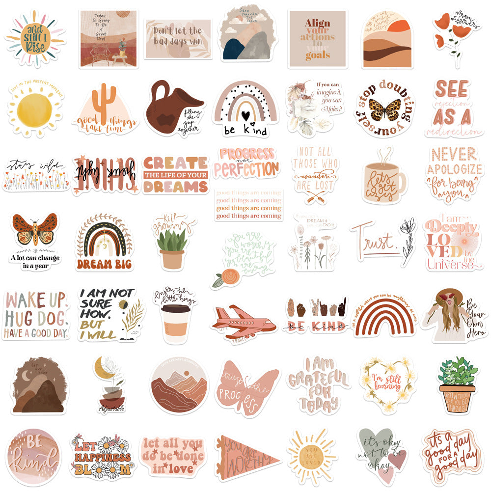 50 Pcs Vinyl Boho Quote Stickers TT152