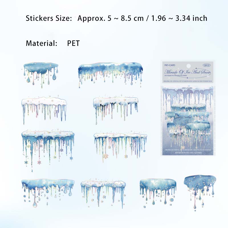 20 Pc Glitter Water Droplets Waves PET Stickers WJSY