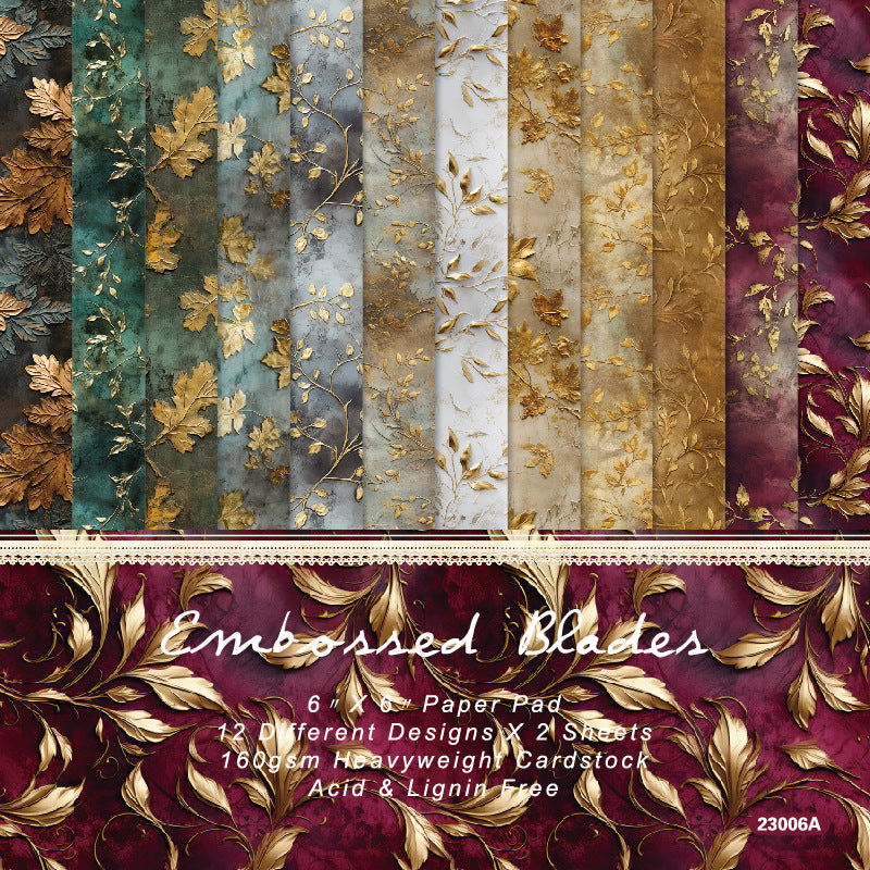 6 inch Baroque Gold Leaf Scrapbook Paper Pad SKP006