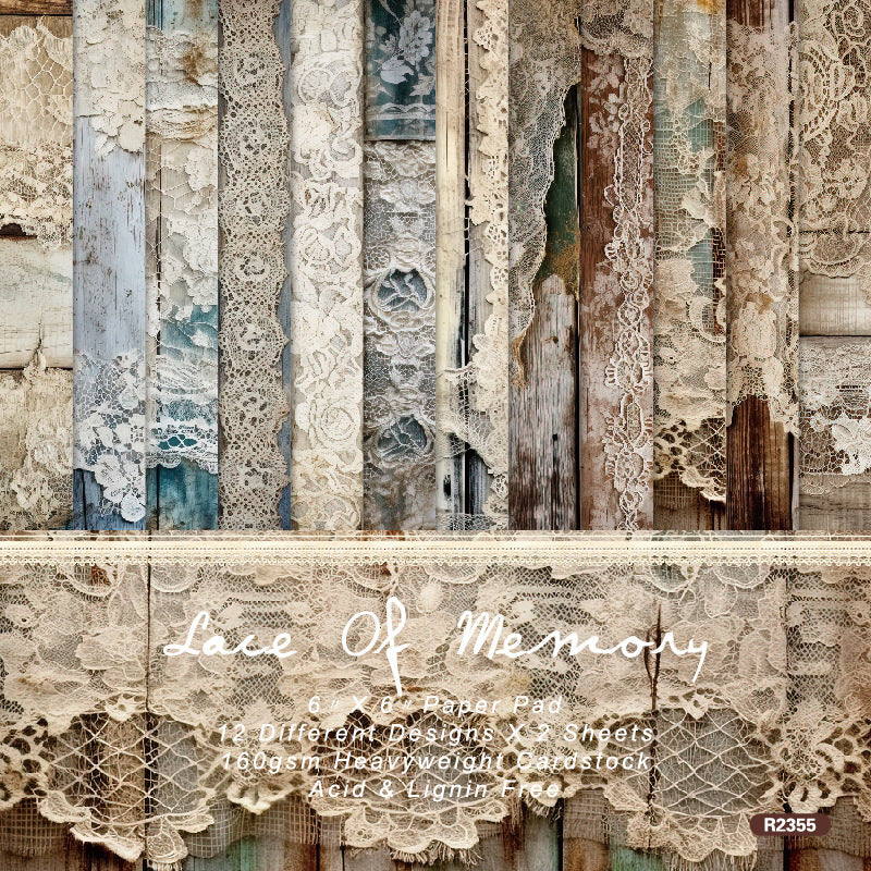 6 inch Vintage Lace Scrapbook Paper Pad SKP355