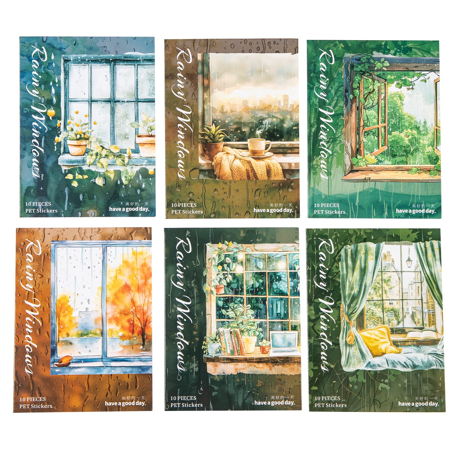 10 Pcs Windows Landscape PET Stickers CBTY