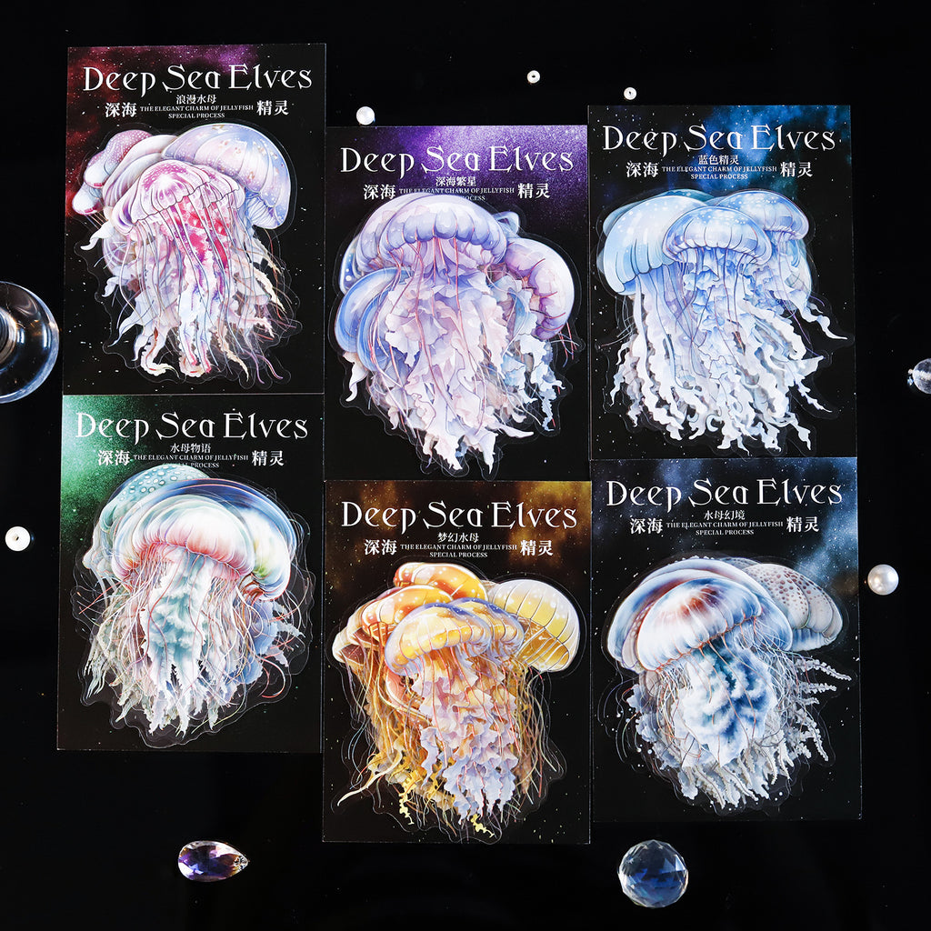 12 Pcs Large Size Glitter Jellyfish PET Stickers SHJL
