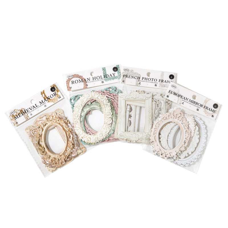 10 Pcs Antique Baroque Relief Frame Paper Pack - Roman