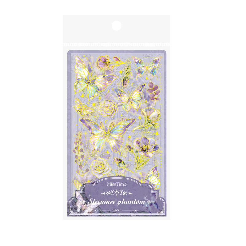 2 Pcs PET Butterfly Stickers DWFH