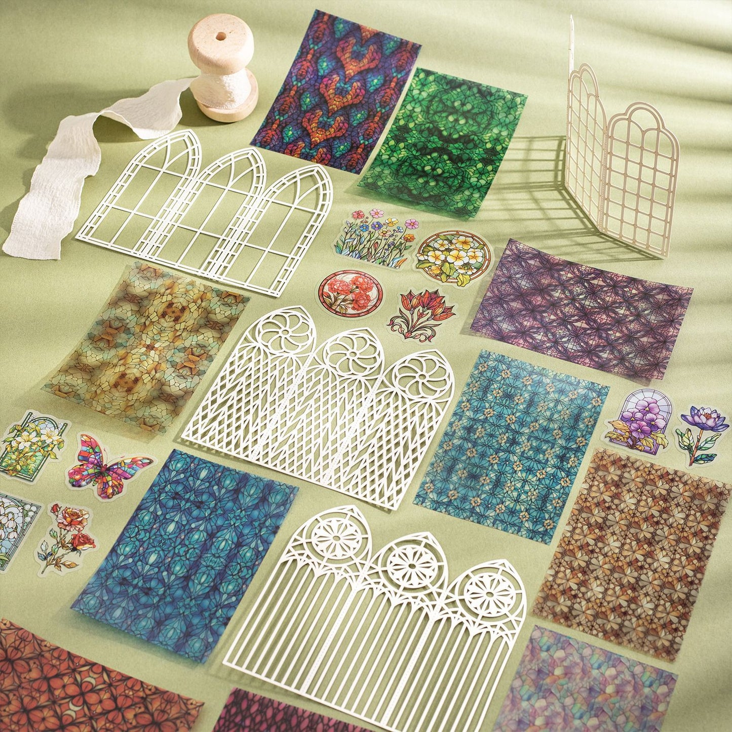 15 Pcs Windows Theme PET Stickers and Cardstock