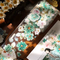 Floral Decorative Tape Rolls- Drawn Viridian