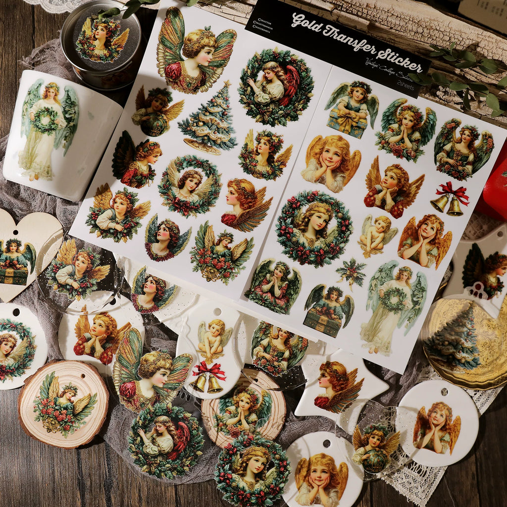 2 Sheets Waterproof Rub on Stickers - Christmas Angel