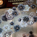 Floral Decorative Tape Rolls- Smoky Ink Blanc