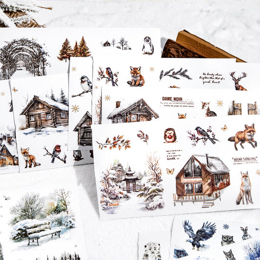 25 Sheets Winter Landscape Stickers Book SLXZ