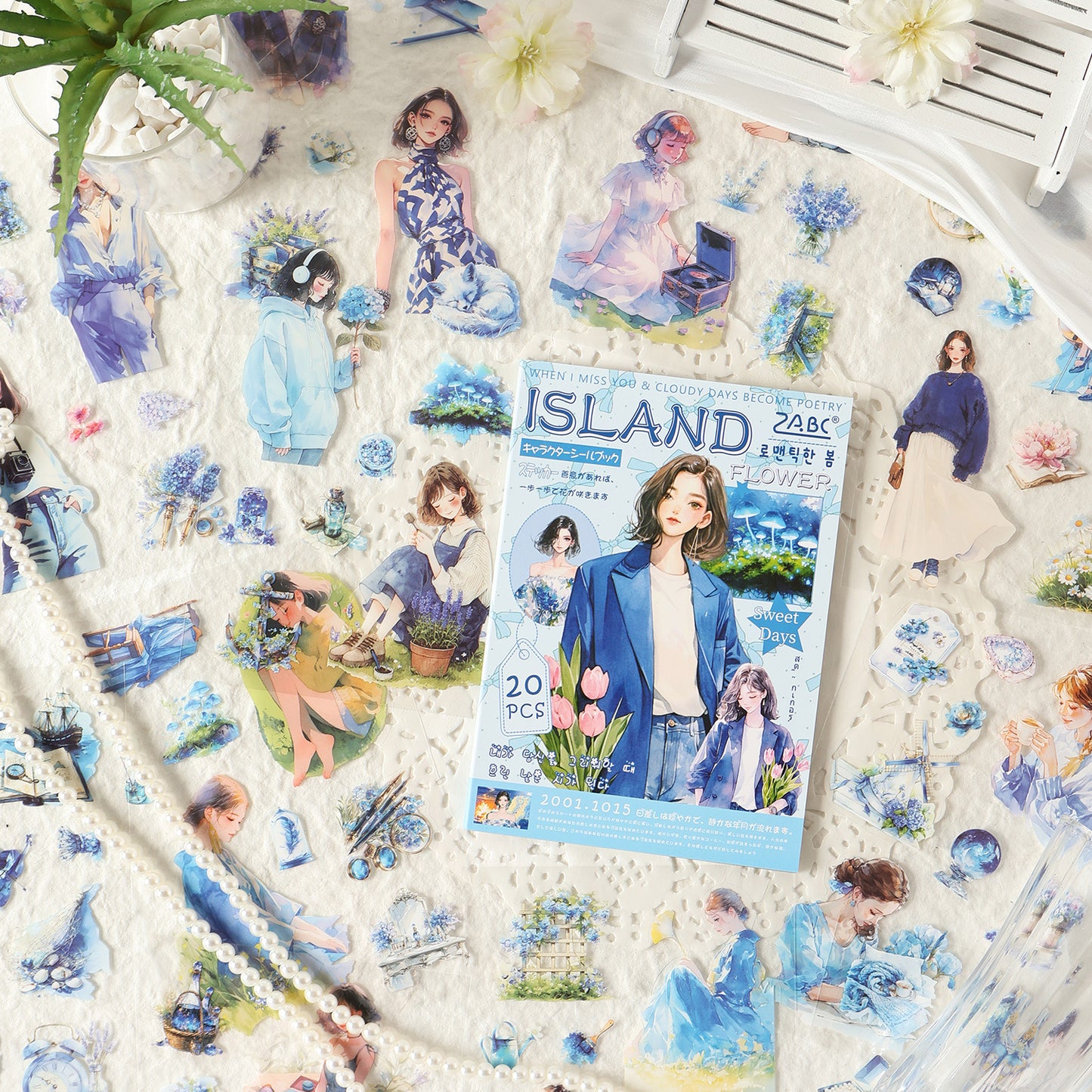 20 Pcs Floral Girl Stickers Book YRRH