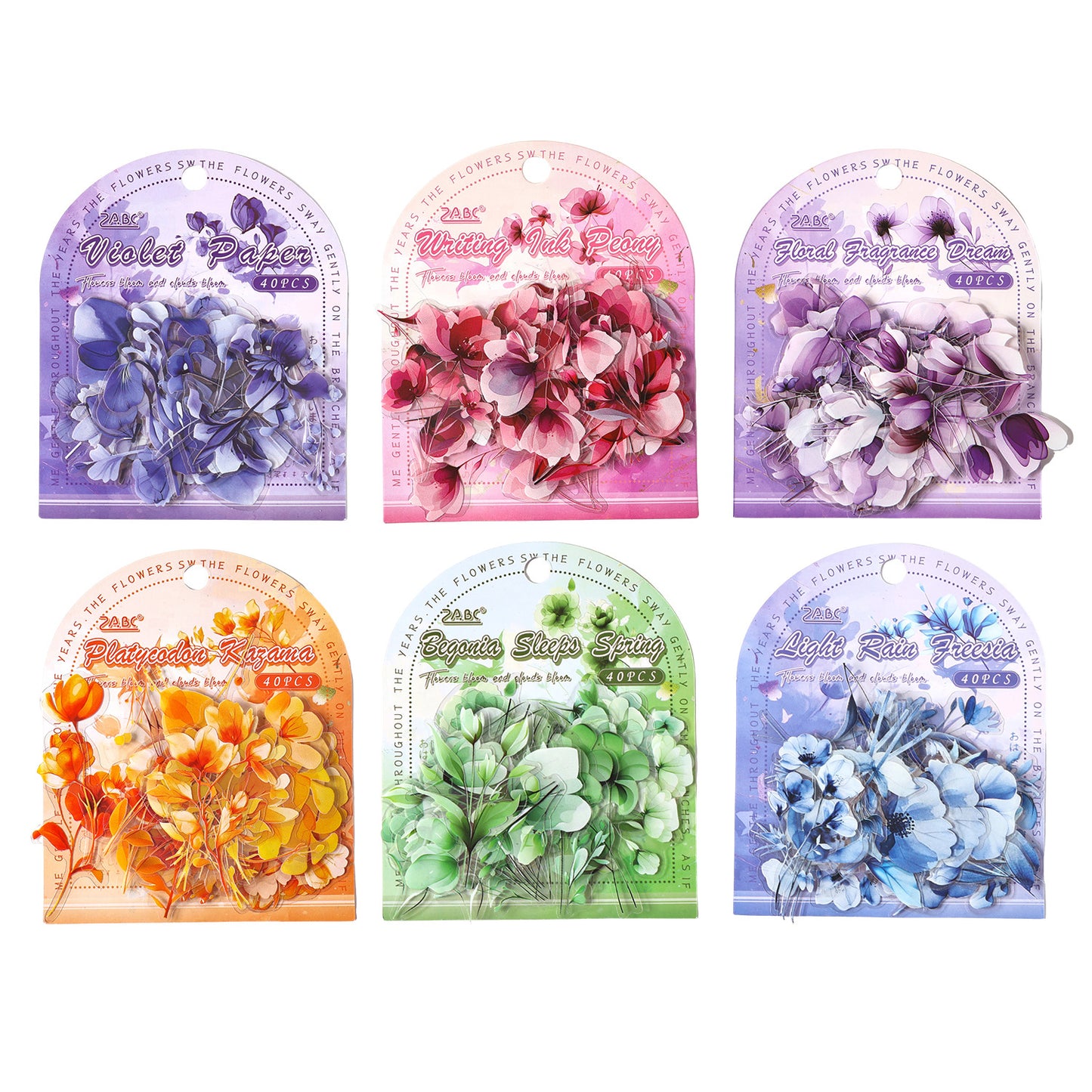 40 Pcs Watercolor Flower PET Stickers HKYS
