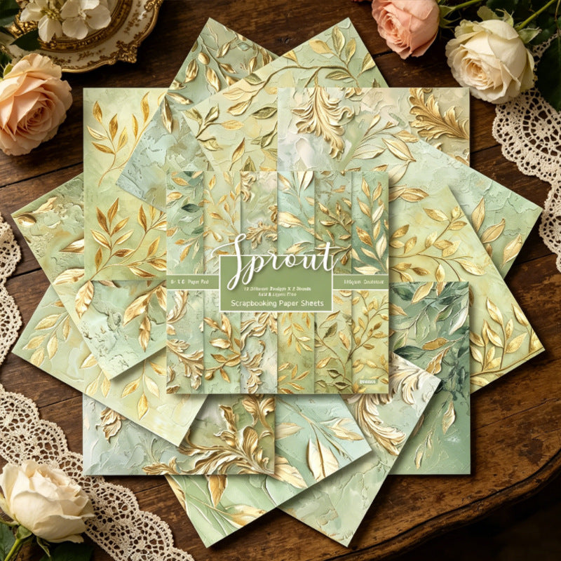 6 Inch Gilded Leaves Scrapbook Paper Pad SKP405A
