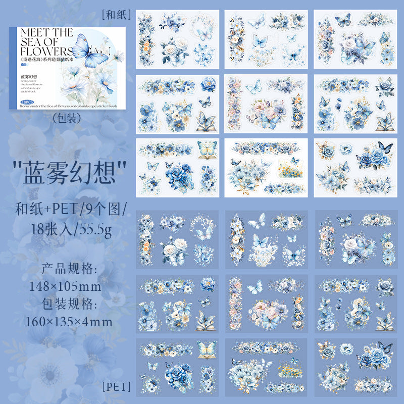 18 Sheets Flower Washi Stickers and PET Stickers CYHH