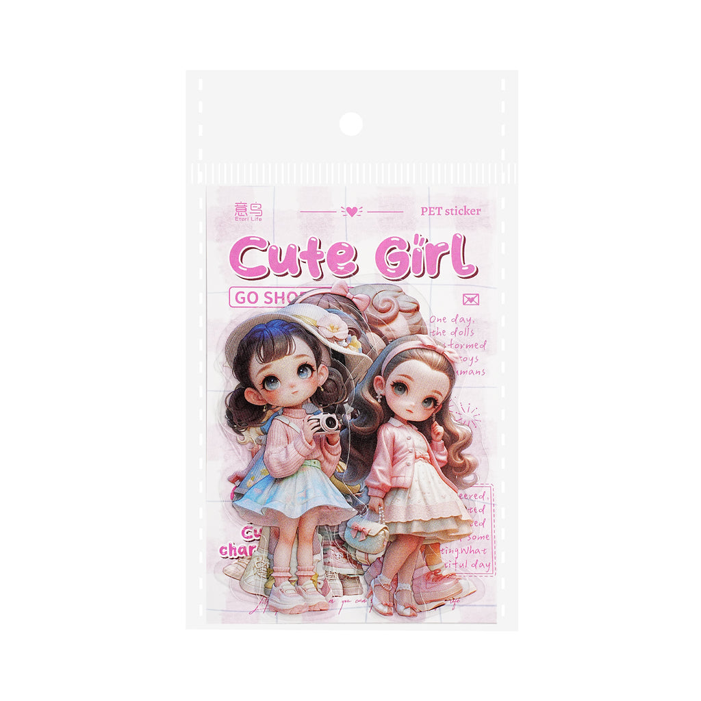 10 Pcs Carton Kids Girl PET Stickers MQSN