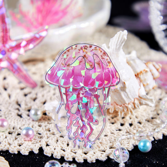 20 Pcs Glitter Jellyfish PET Stickers RHBK