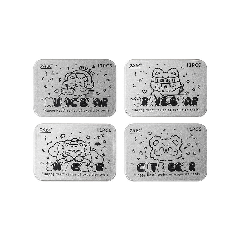 12 Pcs Bear Wooden Stamps Kit XFXW