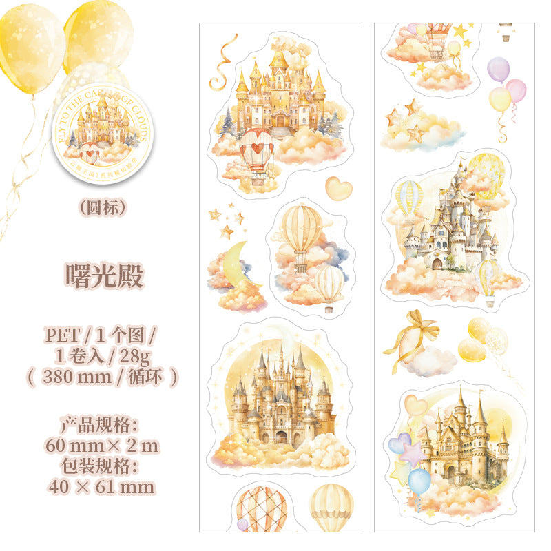 1 Roll Die-cut Hot Air Balloon PET Stickers Tape YDWG