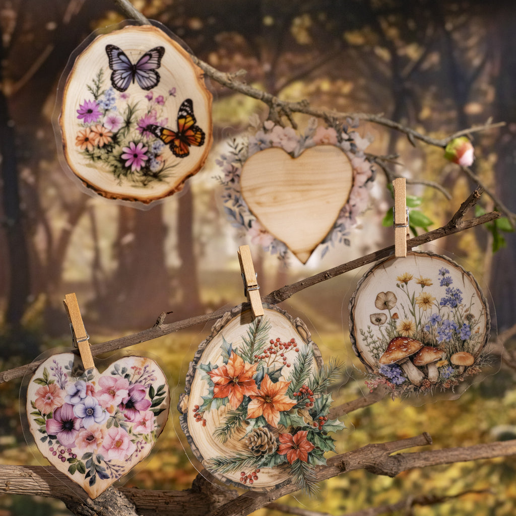 10 Pcs Wooden Art PET Stickers MPSZ